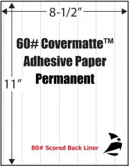 Covermatte 60# Adhesive Paper, Scored, Permanent, 8-1/2" x 11", 1,000 Sheets