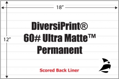 DiversiPrint Ultra Matte 60# Adhesive Paper, 12" x 18", Scored, Permanent, 200 Sheets