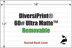 Diversiprint Ultra Matte  60# Adhesive Paper, 12" x 18", Scored,  Removable, 200 Sheets