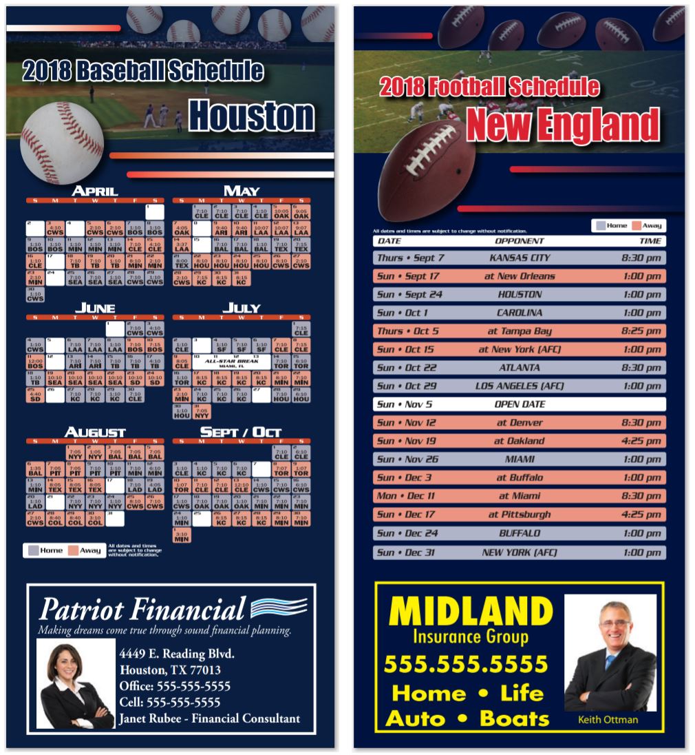 Professional Sports Schedule Magnets