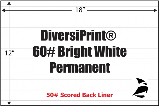 3×12/FL800○●シュガーページ○● DiversiPrint® Bright White 60# Adhesive Paper, Permanent, 12