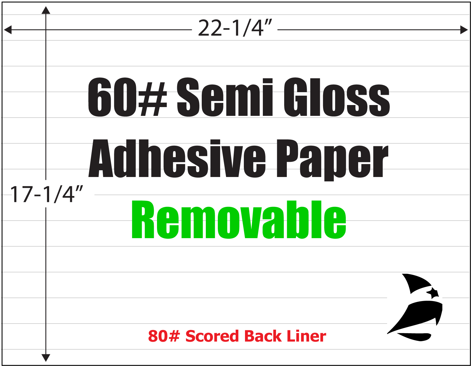 Semi Gloss 60 Adhesive Paper, Scored, Removable, 171/4" x 221/4