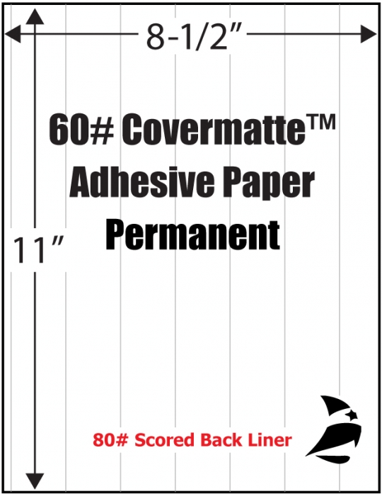 Covermatte™ 60# Adhesive Paper, Scored, Permanent, 8-1/2 x 11, 1,000  Sheets
