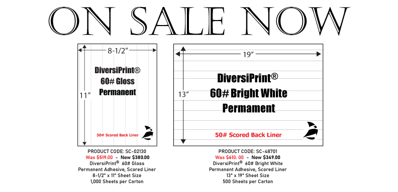 On Sale Now - Diversiprint 8.5 x 11 Gloss,  Diversiprint 13 x 19 Bright White