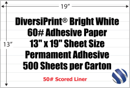 DiversiPrint� Bright White 60# Adhesive Paper, 13" x 19", Perm,  500 Sheets - SALE Reg. $610.00
