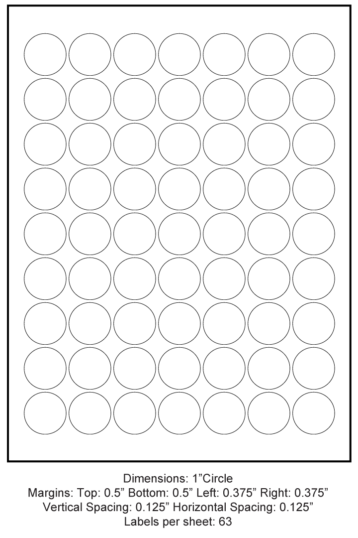 1" Circles (63 Up), 8.5" x 11" Adhesive Label Paper, 1,000 Sheets per Carton: Labels, Adhesive ...