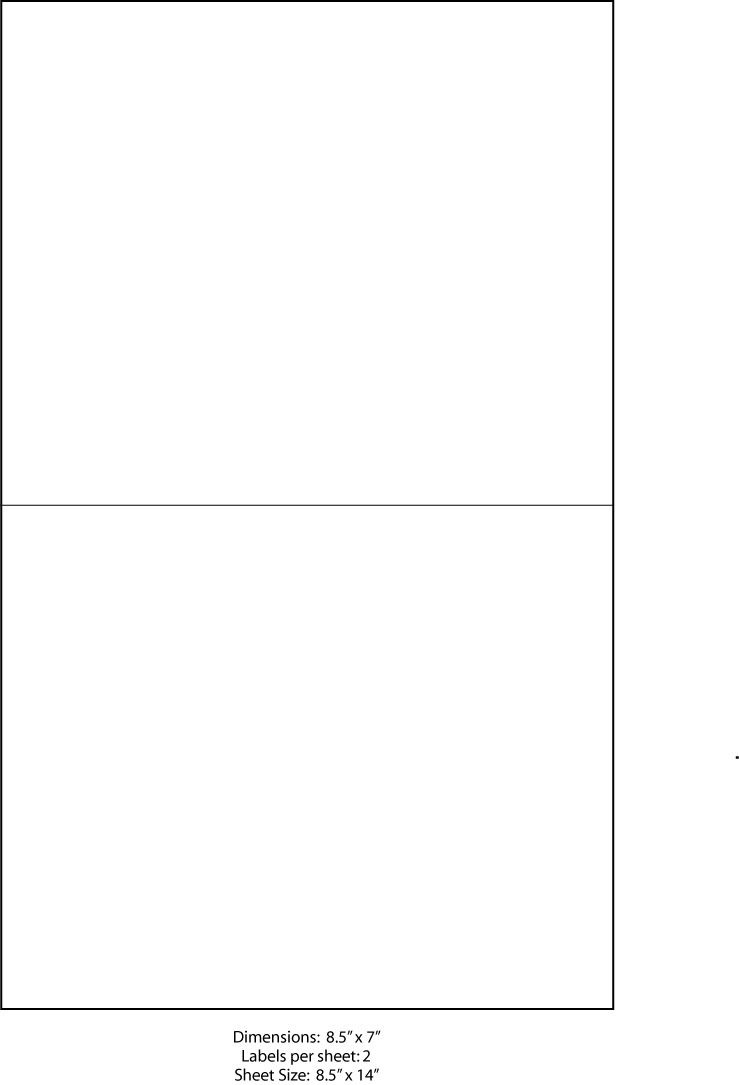 8.5" x 7" (2 Up), Adhesive Label Paper, White, Permanent, 8.5" x 14