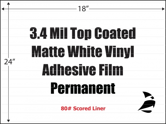 27 x 38 White TC Vinyl - Permanent Adhesive - Zero Split Liner