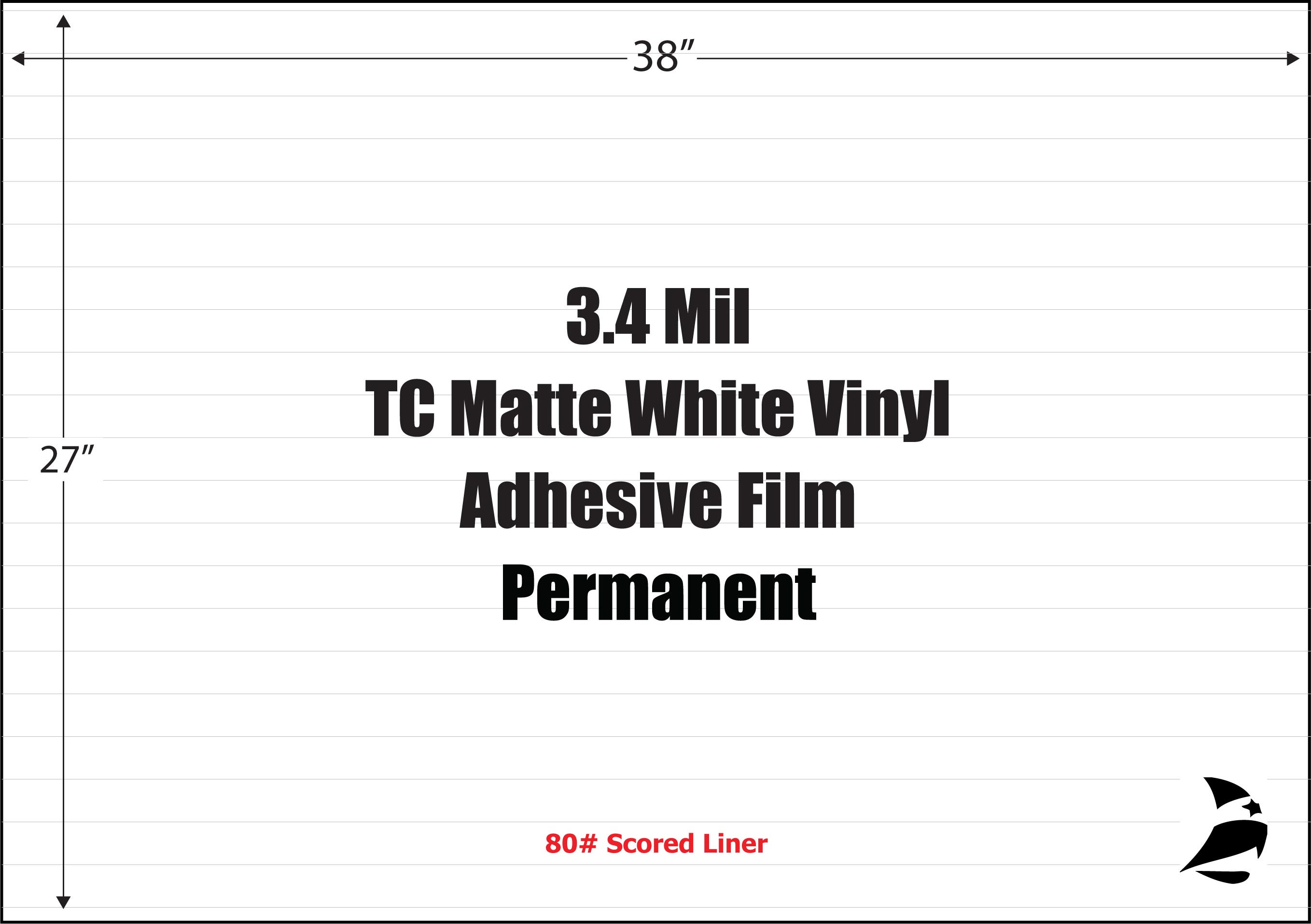3.4 Mil TC Matte White Vinyl, 27 x 38, Permanent, Scored Liner, 100  Sheets: , Adhesive Paper and Film, Custom Labels