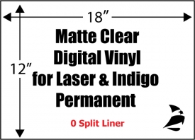 Matte Clear Digital Vinyl Adhesive Film for Laser & Indigo, 12" x 18", Permanent, 0-Split, 200 Sheet