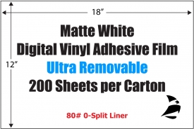Matte White Digital Vinyl, 12 x 18, GHS BS5609, Permanent, 0
