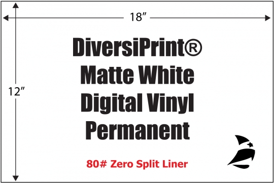 Matte White Digital Vinyl, 12 x 18, GHS BS5609, Permanent, 0-Split Liner,  200 Sheets: , Adhesive Paper and Film, Custom Labels