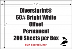 DiversiPrint Bright White Offset 60# Adhesive Paper, Strip-Tac Plus, 13" x 19", Perm, 200 Sheets