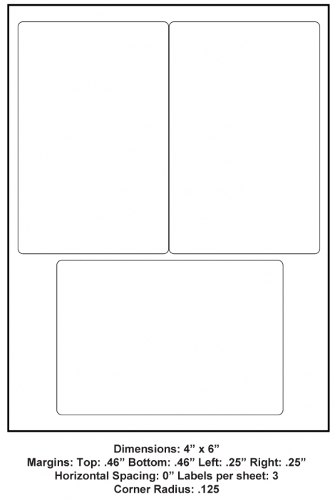 4 x 6 (3 Up), 8.5 x 11 Adhesive Label Paper, 1,000 Sheets per Carton:  , Adhesive Paper and Film, Custom Labels