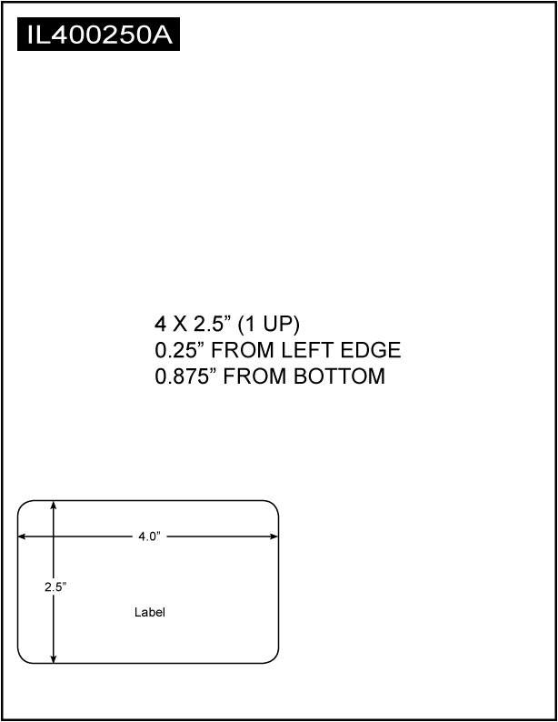 Integrated Label, 4 x 2.5 (1 Up), 8.5 x 11 Sheet Size, 1,500 Sheets per