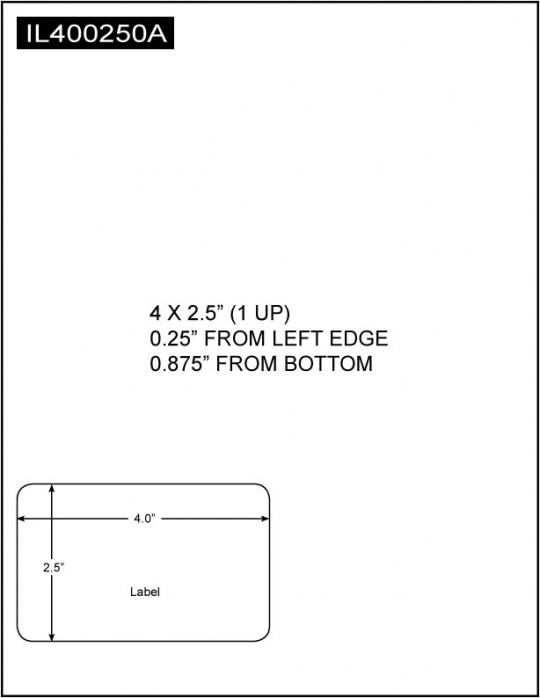 Integrated Label, 4 x 2.5 (1 Up), 8.5 x 11 Sheet Size, 1,500