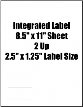 Integrated Label, 2.5" x 1.25" Label Size,  2 Up, 8.5" x 11" Sheet Size, 1,500 Sheets