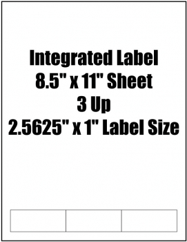 Integrated Label,  2.5625" x 1.25" Label Size, 3 Up, 8.5" x 11" Sheet Size, 1,500 Sheets