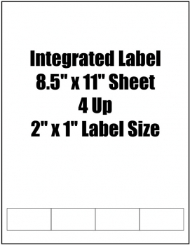 Integrated Label, 2" x 1" Label Size, 4 Up, 8.5" x 11" Sheet Size, 1,500 Sheets