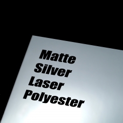 Matte Silver Laser Polyester Adhesive Film, 8.5 x 11, 100 Sheets per Box