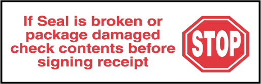 printed tape stop if seal broken english